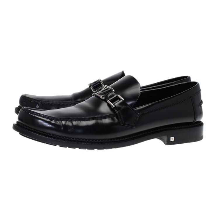 Pre Owned Louis Vuitton Black Leather Major Loafers Size 45