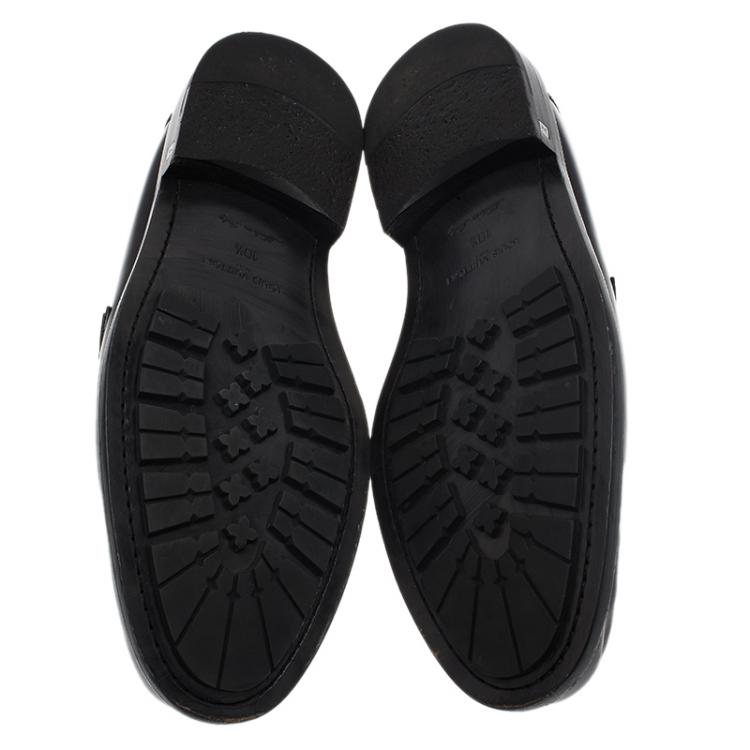 Pre Owned Louis Vuitton Black Leather Major Loafers Size 45