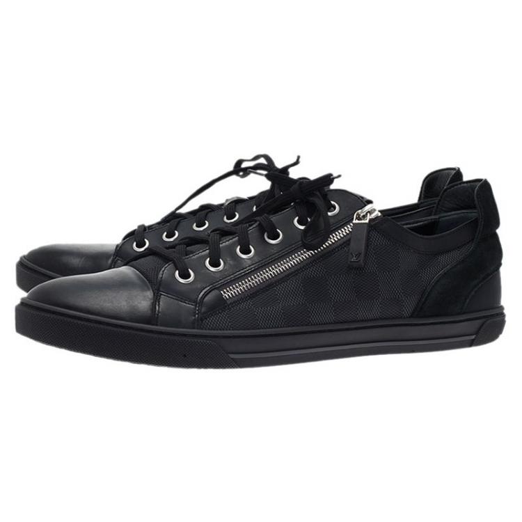 Pre Owned Louis Vuitton Damier Graphite Leather and Nylon Punchy Sneakers Size 44.5