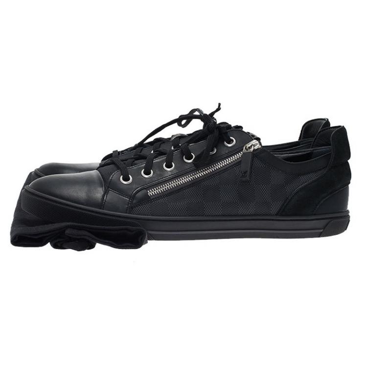 Pre Owned Louis Vuitton Damier Graphite Leather and Nylon Punchy Sneakers Size 44.5