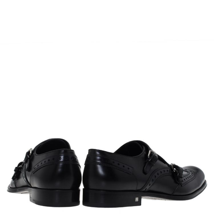 Pre Owned Louis Vuitton Black Brogue Leather Monkstrap Shoes Size 44