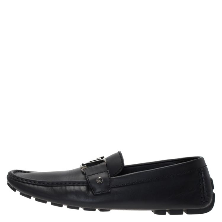 Pre Owned Louis Vuitton Black Leather Monte Carlo Loafers Size 42