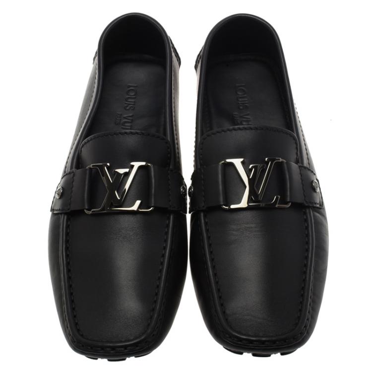 Pre Owned Louis Vuitton Black Leather Monte Carlo Loafers Size 42