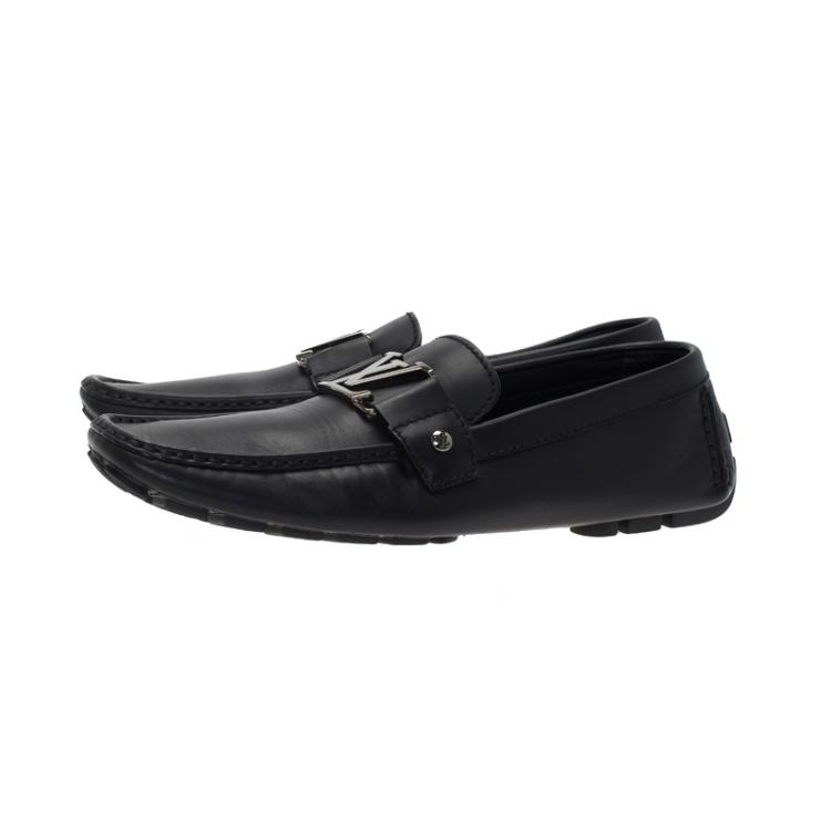 Pre Owned Louis Vuitton Black Leather Monte Carlo Loafers Size 42
