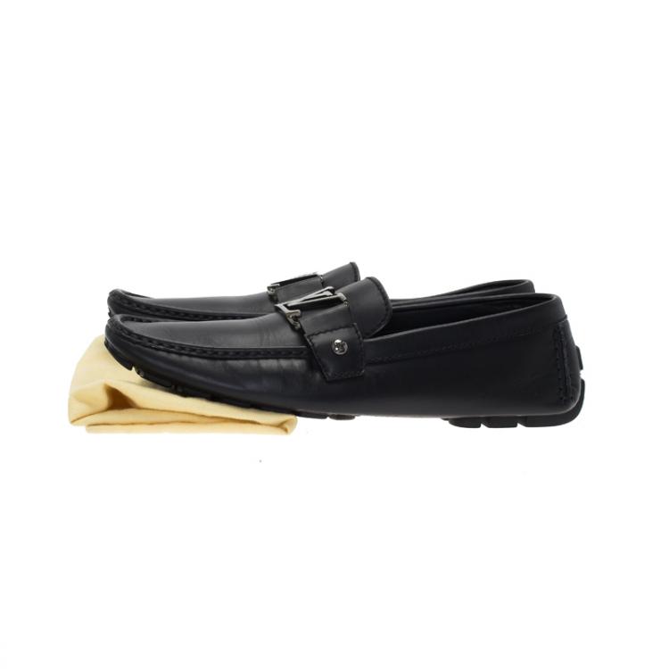 Pre Owned Louis Vuitton Black Leather Monte Carlo Loafers Size 42