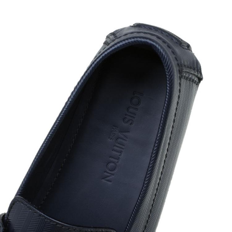 Pre Owned Louis Vuitton Glazed Black Leather Monte Carlo Loafers Size 44.5