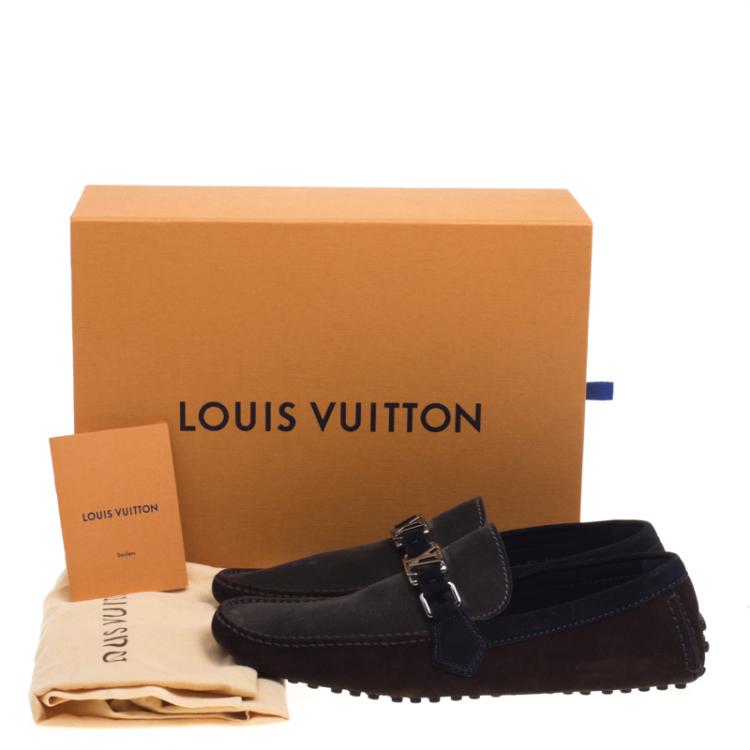 Pre Owned Louis Vuitton Two Tone Suede Loafers Size 42.5