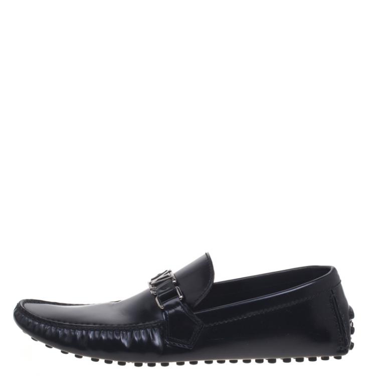 Pre Owned Louis Vuitton Black Leather Driver Loafers Size 42.5