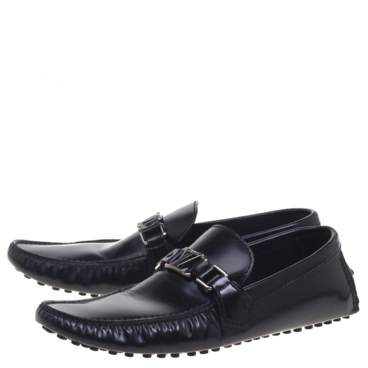 Pre Owned Louis Vuitton Black Leather Driver Loafers Size 42.5