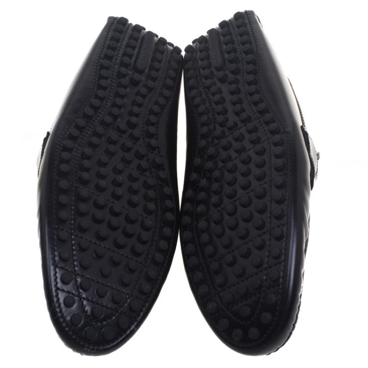 Pre Owned Louis Vuitton Black Leather Driver Loafers Size 42.5
