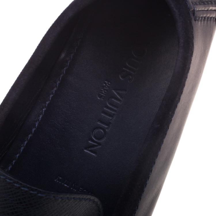 Pre Owned Louis Vuitton Black Leather Driver Loafers Size 42.5