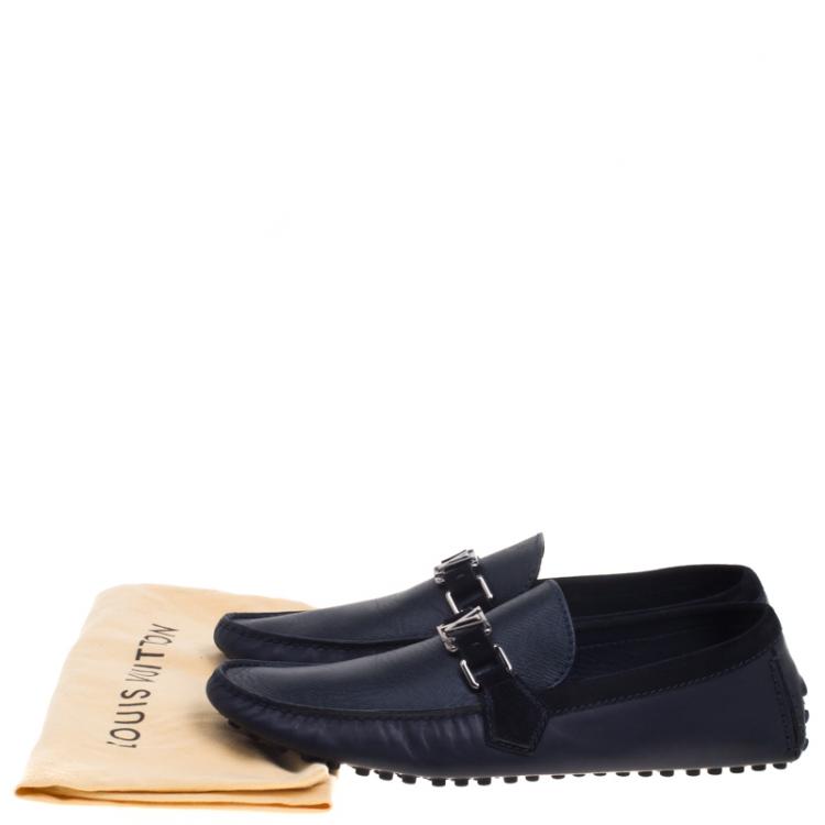 Pre Owned Louis Vuitton Black Leather Driver Loafers Size 42.5