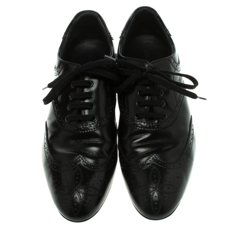 Pre Owned Louis Vuitton Black Brogue Leather Explorer Sneakers Size 41.5