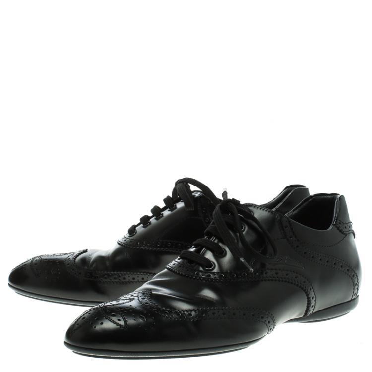 Pre Owned Louis Vuitton Black Brogue Leather Explorer Sneakers Size 41.5