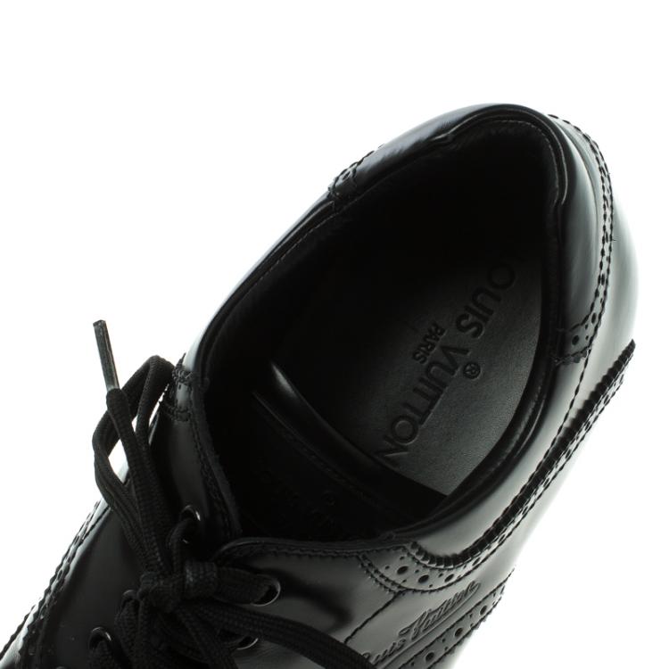 Pre Owned Louis Vuitton Black Brogue Leather Explorer Sneakers Size 41.5