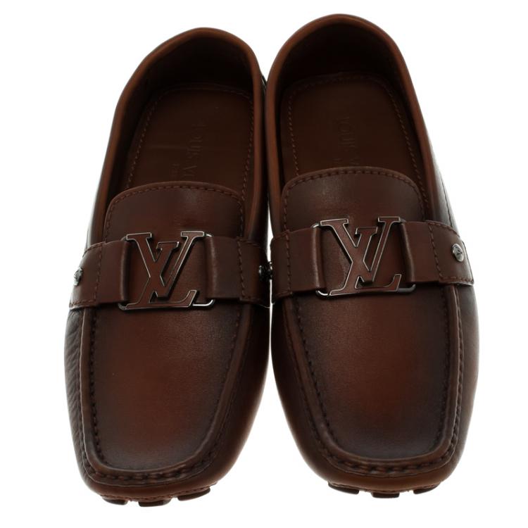 Pre Owned Louis Vuitton Dual Brown Tone  Leather Monte Carlo Loafers Size 40