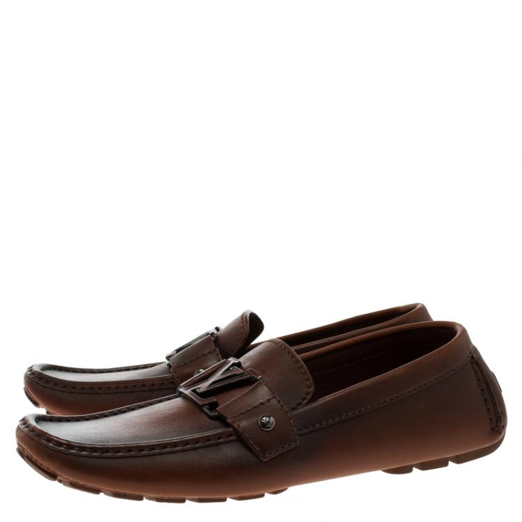 Pre Owned Louis Vuitton Dual Brown Tone  Leather Monte Carlo Loafers Size 40