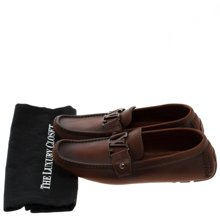 Pre Owned Louis Vuitton Dual Brown Tone  Leather Monte Carlo Loafers Size 40