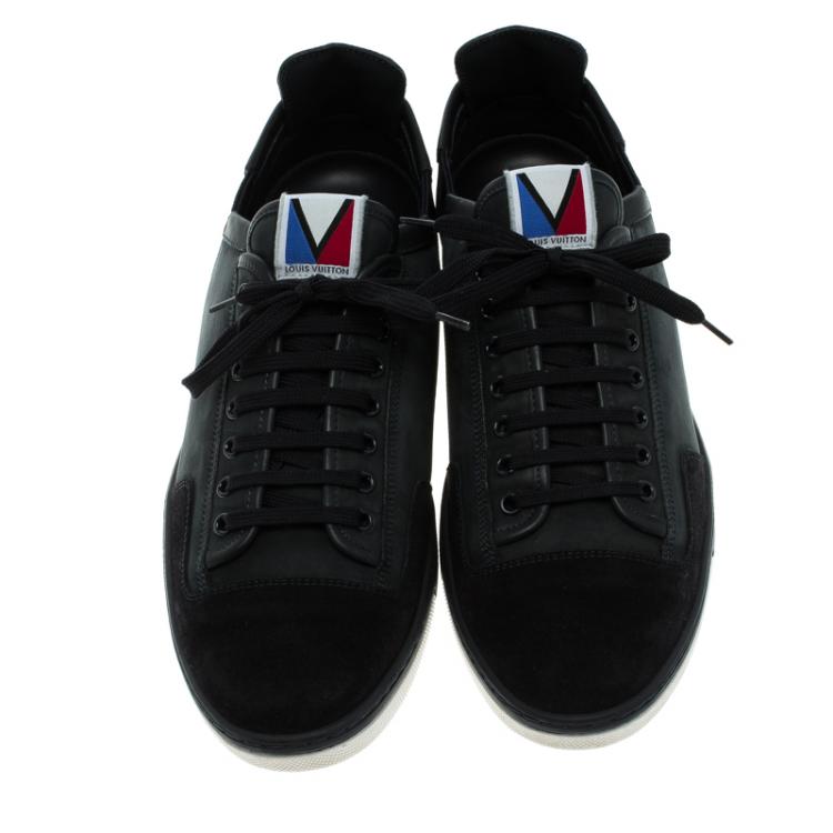 Pre Owned Louis Vuitton Navy Blue Nubuck And Suede  V Gaston Sneakers Size 42.5