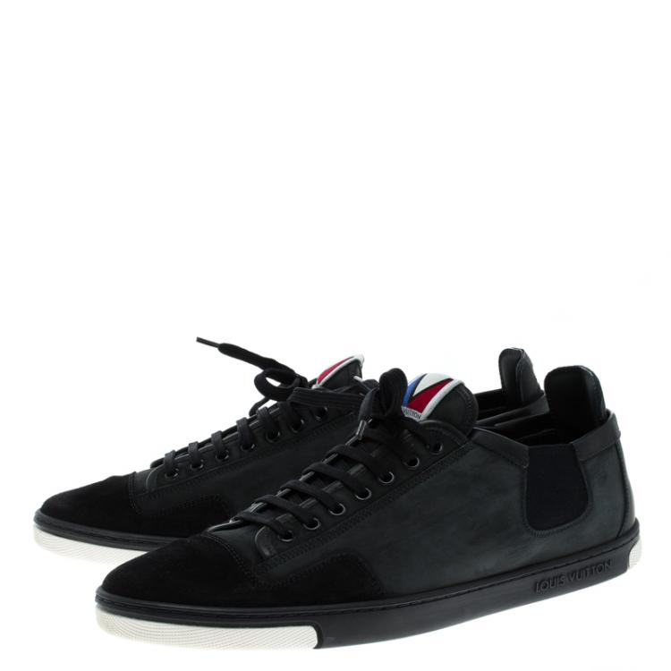 Pre Owned Louis Vuitton Navy Blue Nubuck And Suede  V Gaston Sneakers Size 42.5