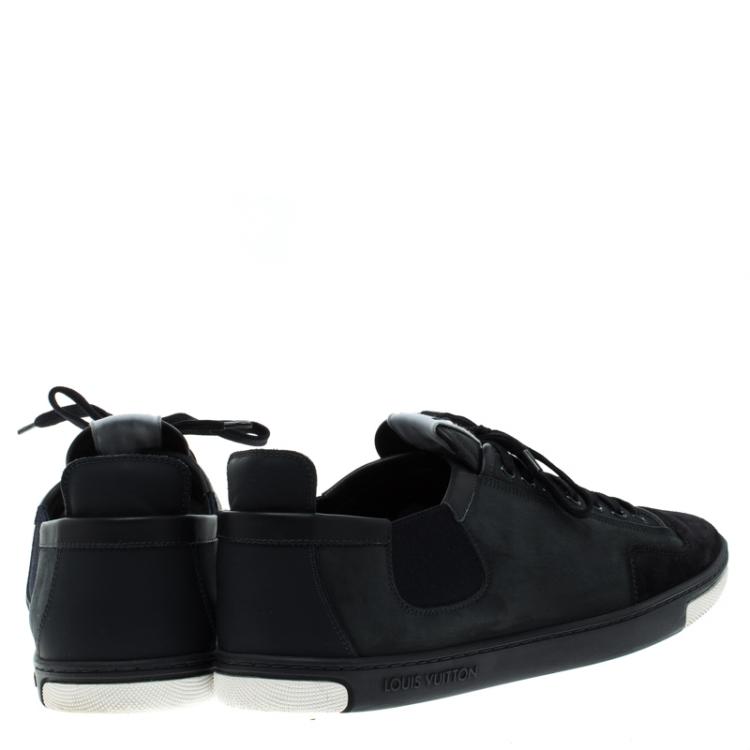 Pre Owned Louis Vuitton Navy Blue Nubuck And Suede  V Gaston Sneakers Size 42.5
