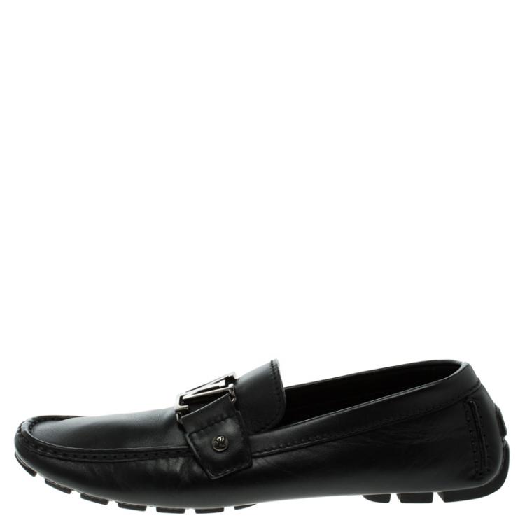 Pre Owned Louis Vuitton Black Leather Monte Carlo Loafers Size 40