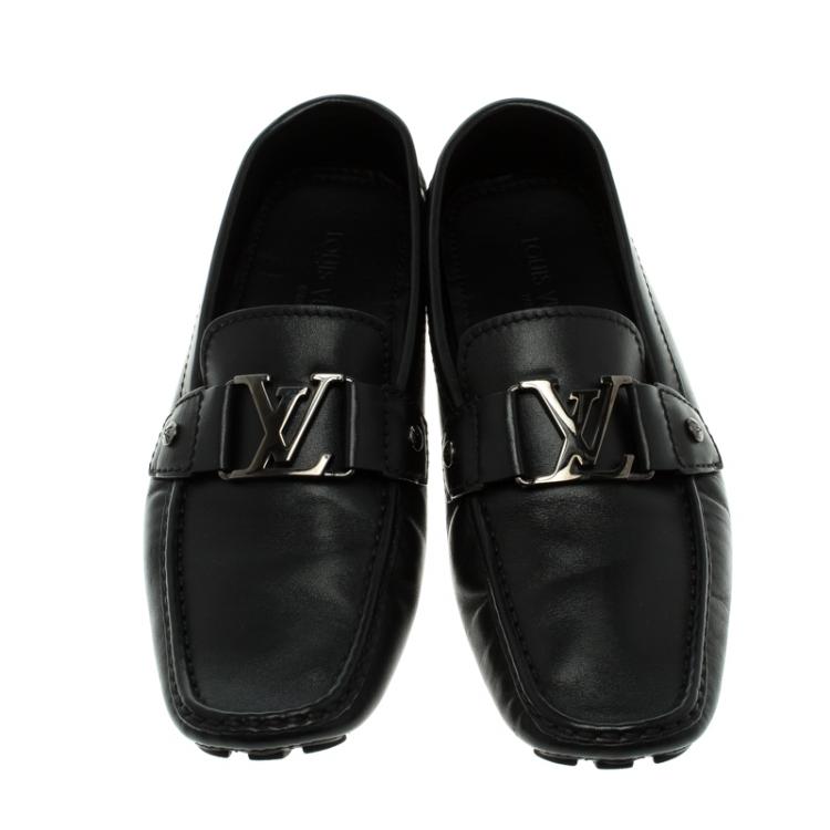 Pre Owned Louis Vuitton Black Leather Monte Carlo Loafers Size 40