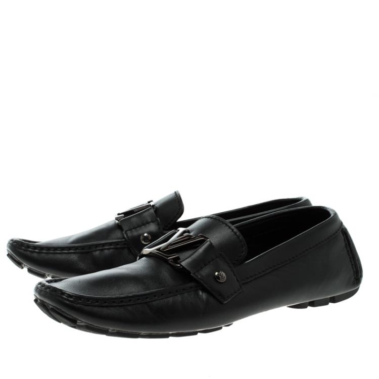 Pre Owned Louis Vuitton Black Leather Monte Carlo Loafers Size 40