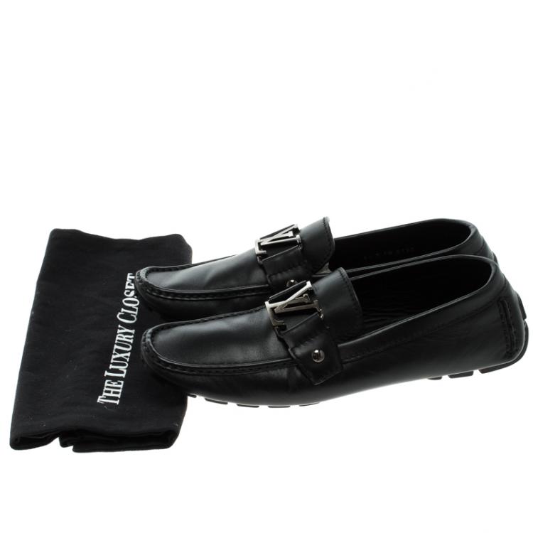 Pre Owned Louis Vuitton Black Leather Monte Carlo Loafers Size 40