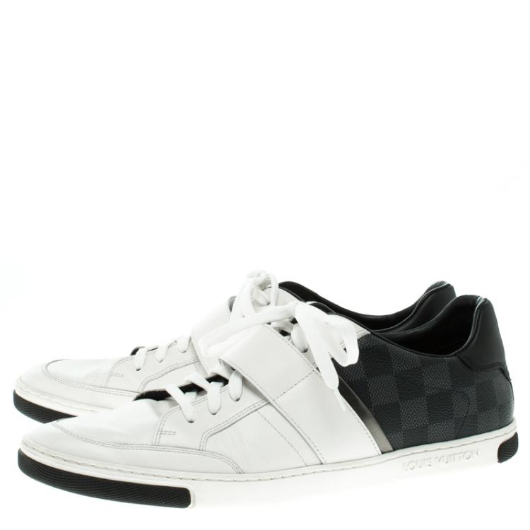 Pre Owned Louis Vuitton Monochrome Damier Graphite Canvas And Leather Sneakers Size 42.5