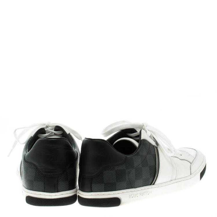 Pre Owned Louis Vuitton Monochrome Damier Graphite Canvas And Leather Sneakers Size 42.5