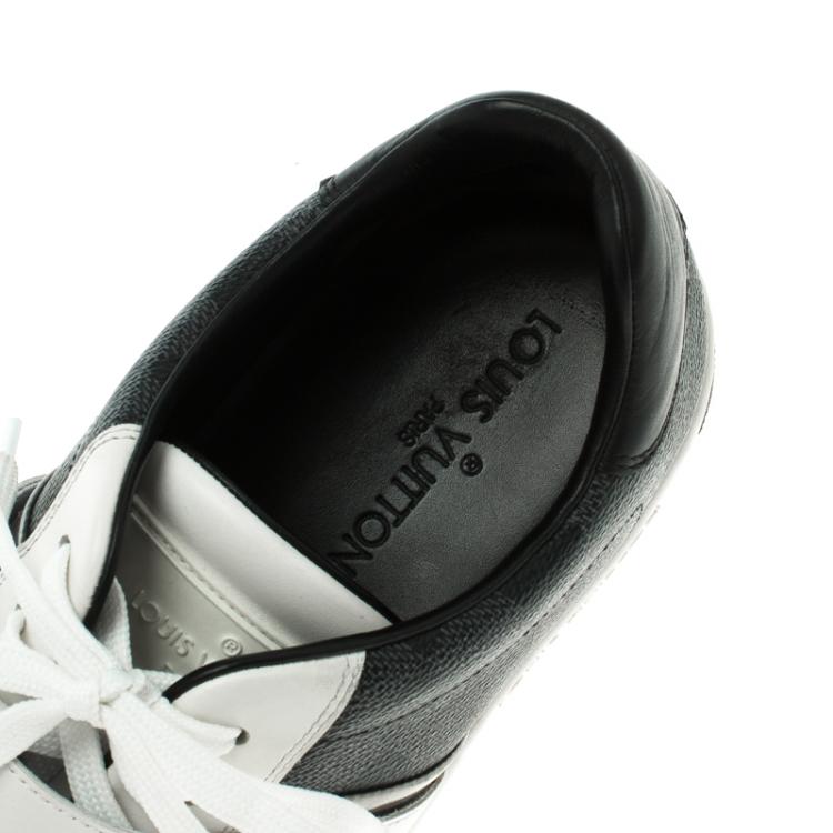 Pre Owned Louis Vuitton Monochrome Damier Graphite Canvas And Leather Sneakers Size 42.5