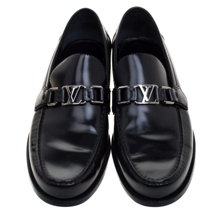 Pre Owned Louis Vuitton Black Leather Major Loafers Size 42