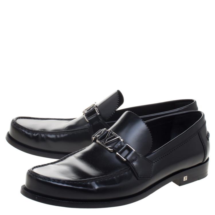 Pre Owned Louis Vuitton Black Leather Major Loafers Size 42