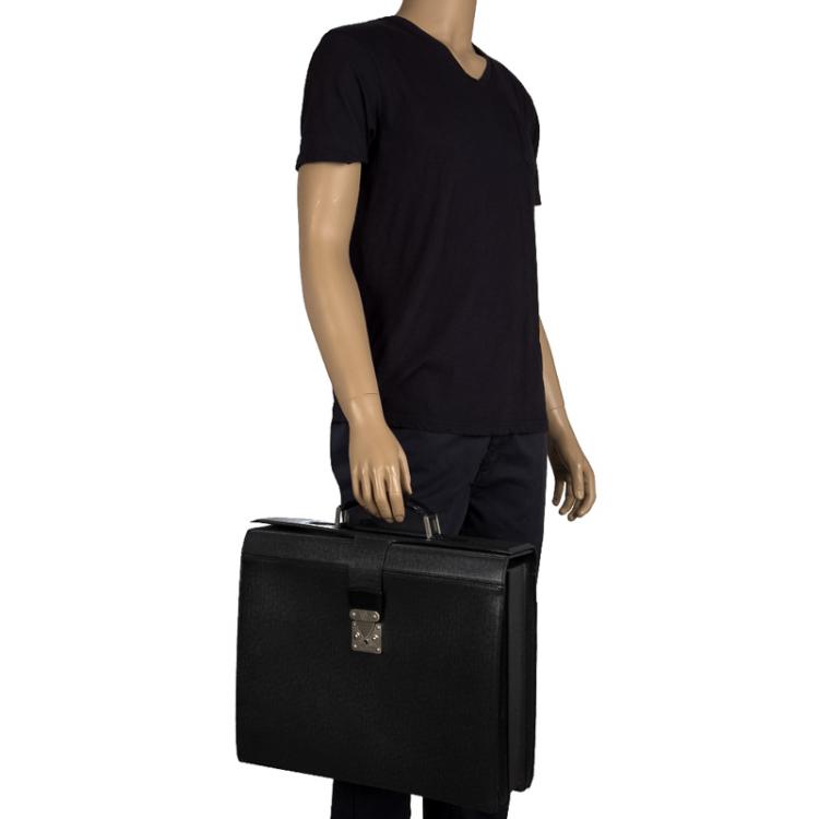 Louis Vuitton Black Taiga Leather Serviette Fermoir Briefcase Louis Vuitton