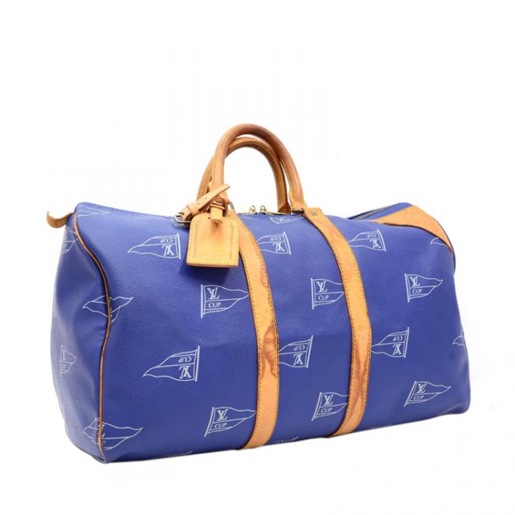 Louis Vuitton Keepall 45 Travel Bag in Blue Damier Canvas
