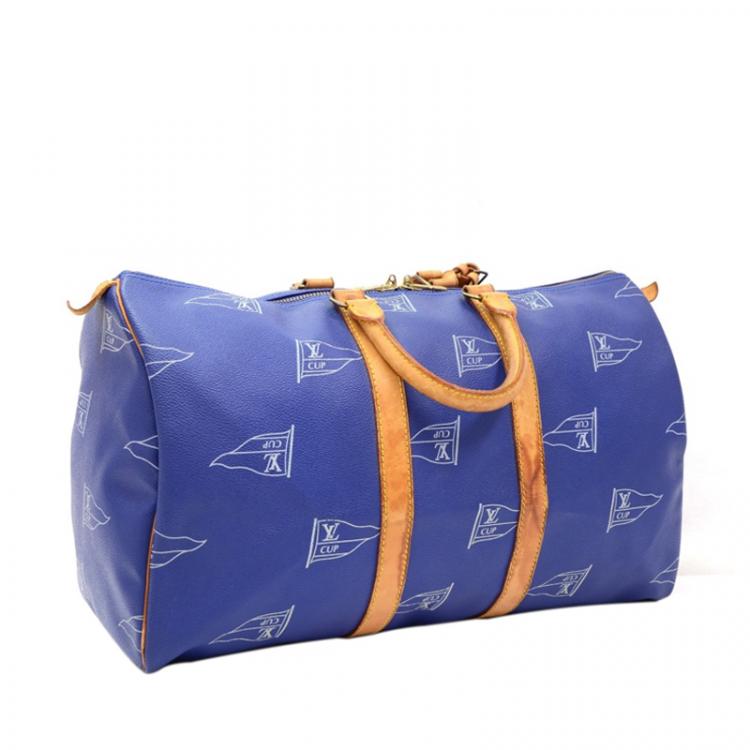 Pre Owned Louis Vuitton Blue Canvas Limited Edition 1995 Keepall 45 