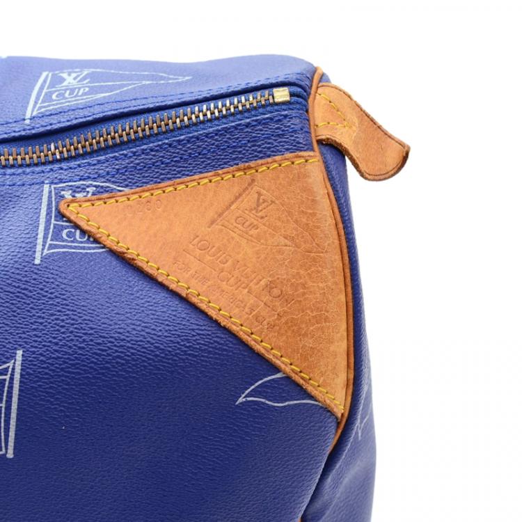 Pre Owned Louis Vuitton Blue Canvas Limited Edition 1995 Keepall 45 