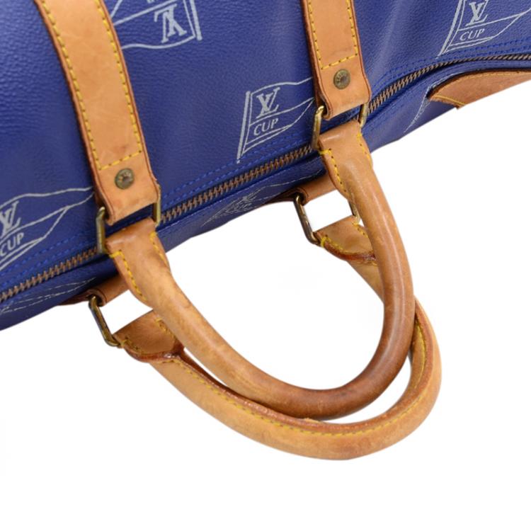 Pre Owned Louis Vuitton Blue Canvas Limited Edition 1995 Keepall 45 