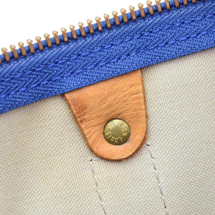 Pre Owned Louis Vuitton Blue Canvas Limited Edition 1995 Keepall 45 