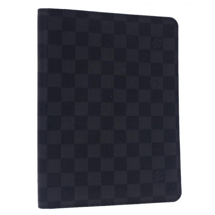 Pre Owned Louis Vuitton Black Damier Graphite Desk Agenda Cover