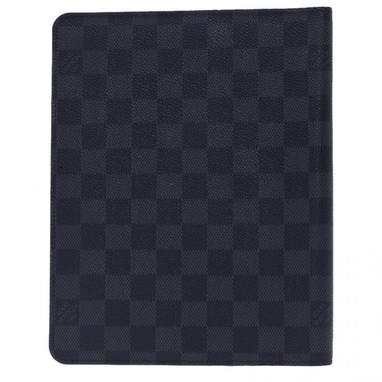 Pre Owned Louis Vuitton Black Damier Graphite Desk Agenda Cover