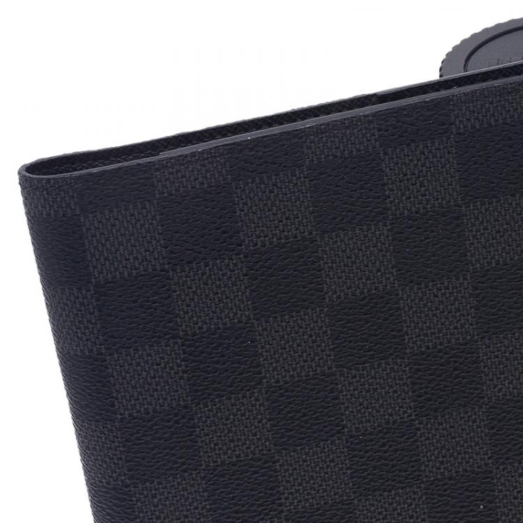 Pre Owned Louis Vuitton Black Damier Graphite Desk Agenda Cover