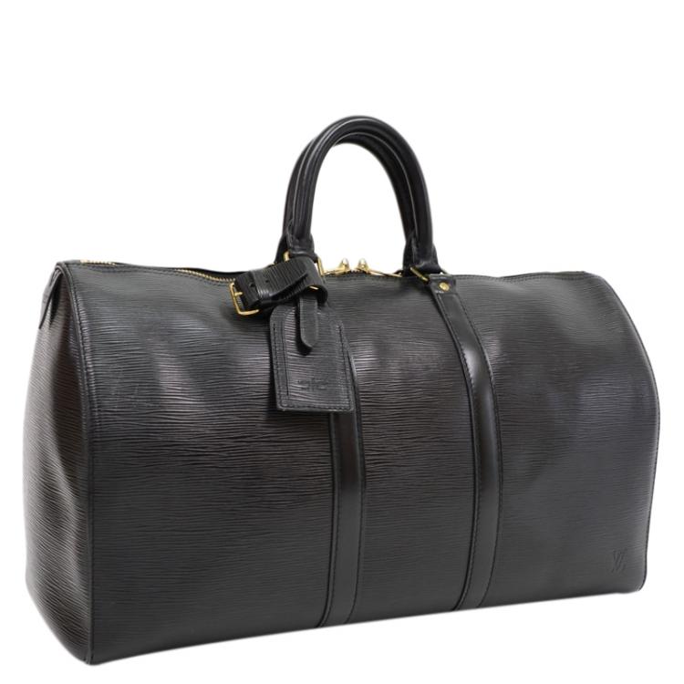 Louis Vuitton Keepall Black Epi Leather Travel Bag