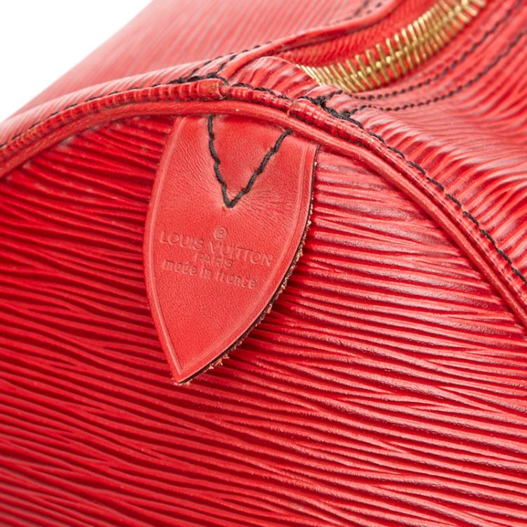 Pre Owned Louis Vuitton Red Epi Leather Keepall 55