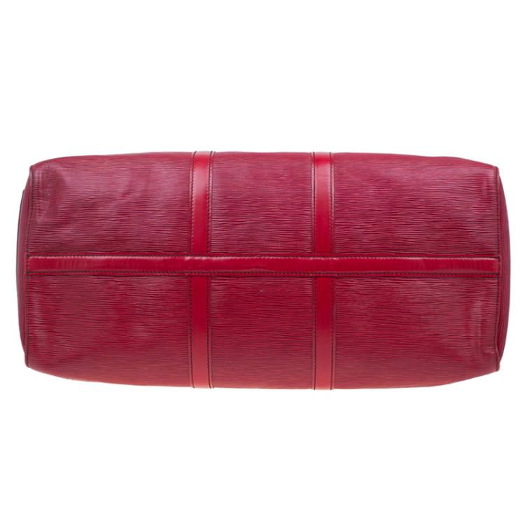 Pre Owned Louis Vuitton Red Epi Leather Keepall 50