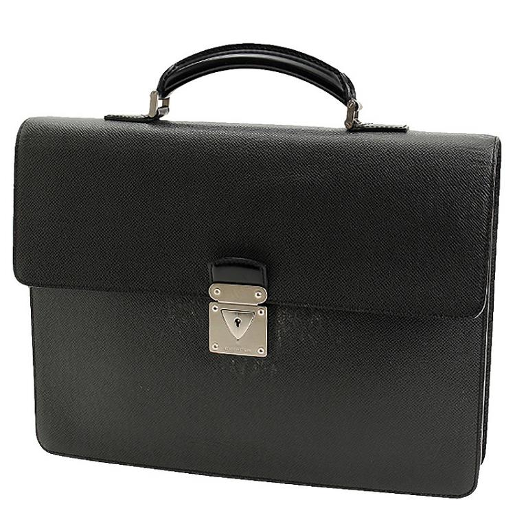 Pre Owned Louis Vuitton Black Taiga Leather Serviette Kourad Briefcase