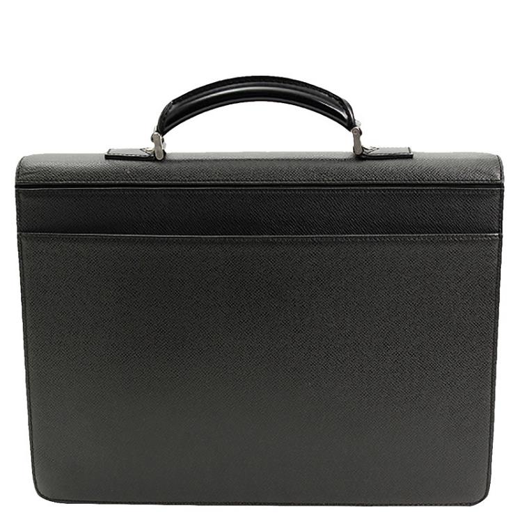 Pre Owned Louis Vuitton Black Taiga Leather Serviette Kourad Briefcase