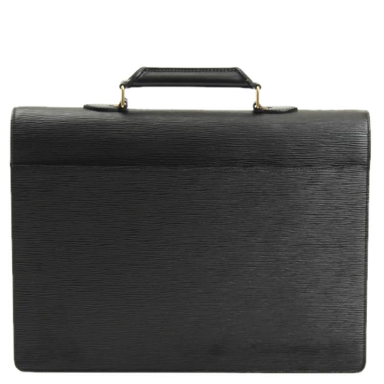 Black Epi Leather Serviette Conseiller Business Bag | TLC