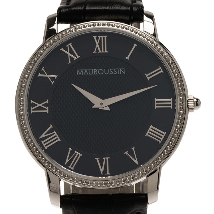 Pre Owned Mauboussin Black Stainless Steel Montre Homme Jardin Men's Wristwatch 40MM